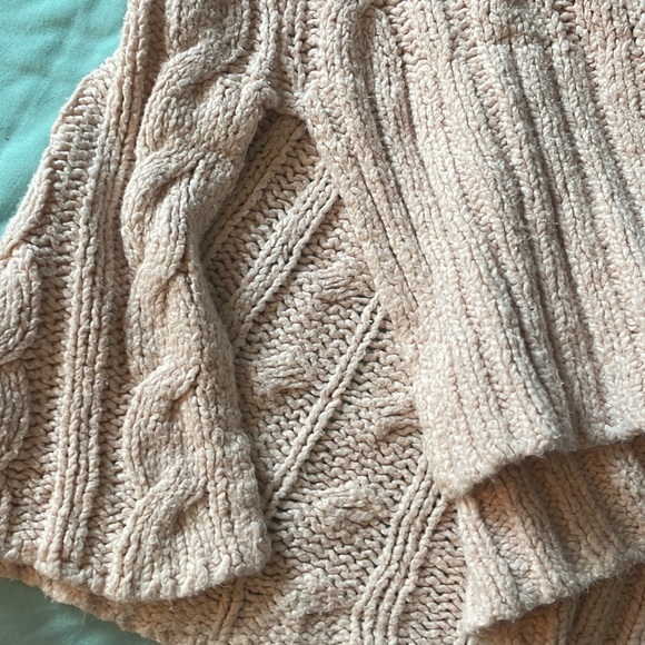 Free people easy cable knit v neck sweater pullover pink tunic small - Picture 10 of 16